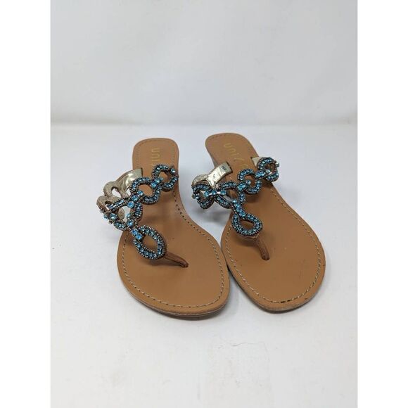 UNISA teal sparkle brown tan sandals women's size 6 - Picture 1 of 5